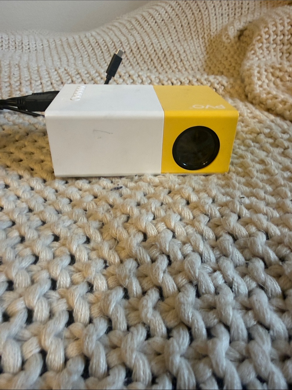 PVO Portable Mini Projector in Yellow and White
